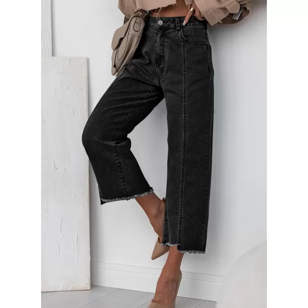 Sidefeel Women's Wide Leg Capri Jeans Casual Summer Straight Leg Denim Pants with Pockets