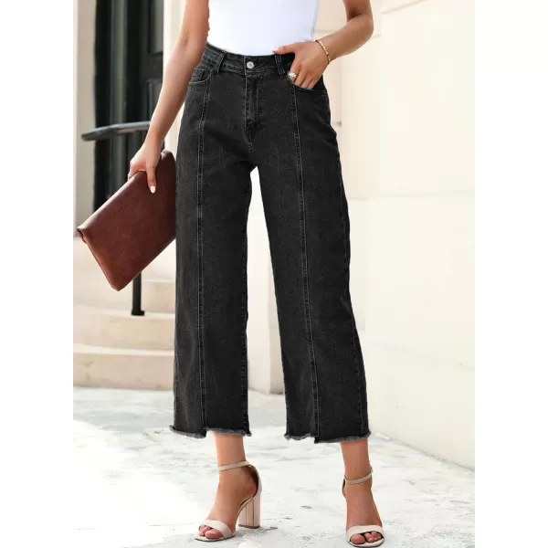 Sidefeel Women's Wide Leg Capri Jeans Casual Summer Straight Leg Denim Pants with Pockets