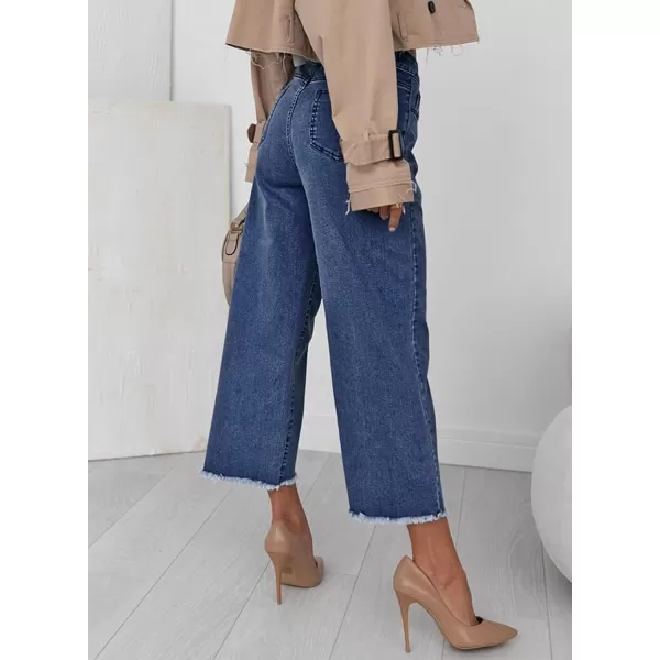 Sidefeel Women's Wide Leg Capri Jeans Casual Summer Straight Leg Denim Pants with Pockets
