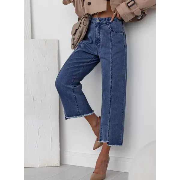 Sidefeel Women's Wide Leg Capri Jeans Casual Summer Straight Leg Denim Pants with Pockets