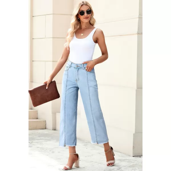 Sidefeel Women's Wide Leg Capri Jeans Casual Summer Straight Leg Denim Pants with Pockets