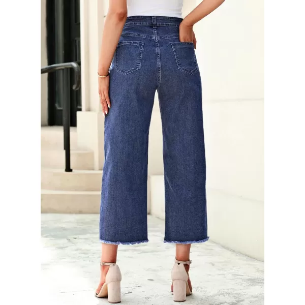 Sidefeel Women's Wide Leg Capri Jeans Casual Summer Straight Leg Denim Pants with Pockets