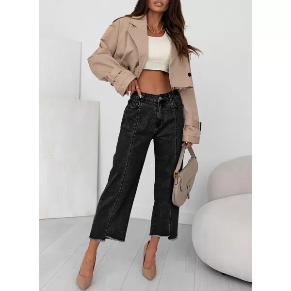 Sidefeel Women's Wide Leg Capri Jeans Casual Summer Straight Leg Denim Pants with Pockets