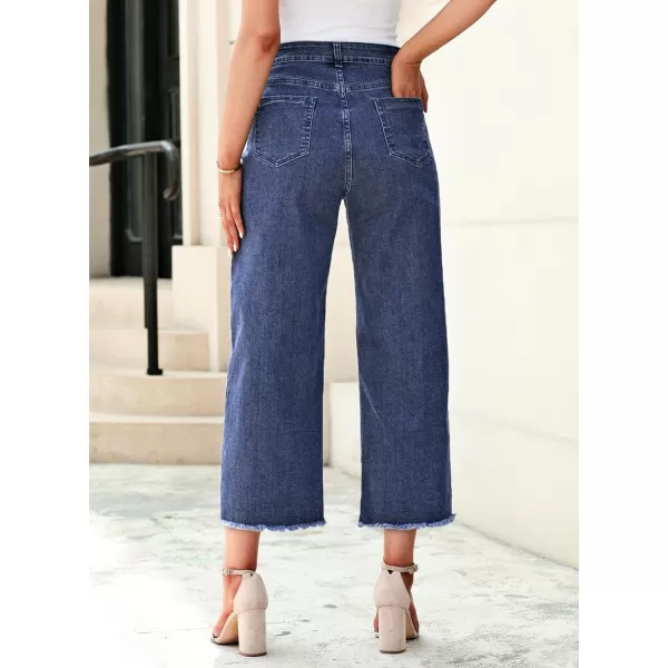 Sidefeel Women's Wide Leg Capri Jeans Casual Summer Straight Leg Denim Pants with Pockets