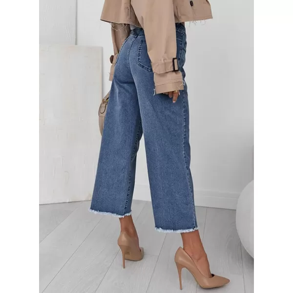 Sidefeel Women's Wide Leg Capri Jeans Casual Summer Straight Leg Denim Pants with Pockets