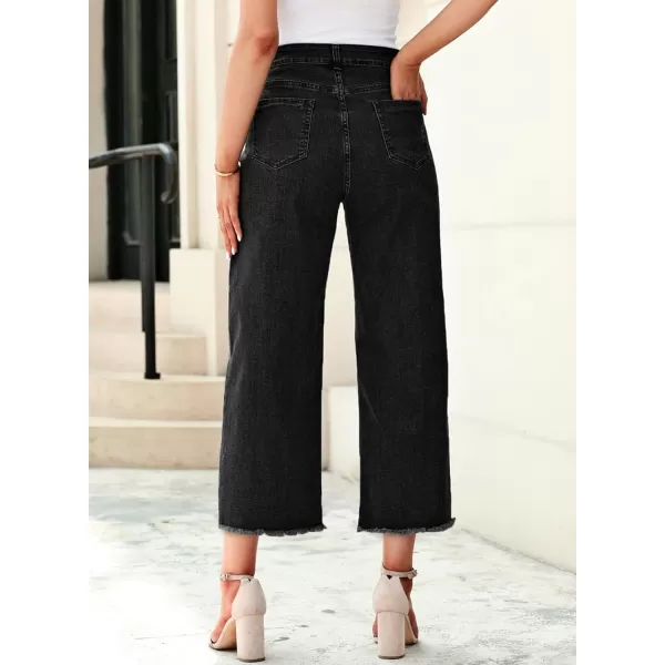 Sidefeel Women's Wide Leg Capri Jeans Casual Summer Straight Leg Denim Pants with Pockets