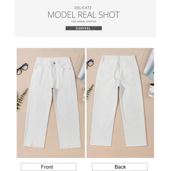 Sidefeel Women's Wide Leg Capri Jeans Casual Summer Straight Leg Denim Pants with Pockets