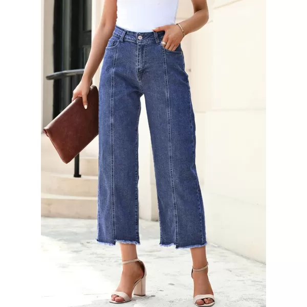 Sidefeel Women's Wide Leg Capri Jeans Casual Summer Straight Leg Denim Pants with Pockets