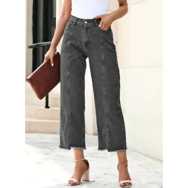 Sidefeel Women's Wide Leg Capri Jeans Casual Summer Straight Leg Denim Pants with Pockets