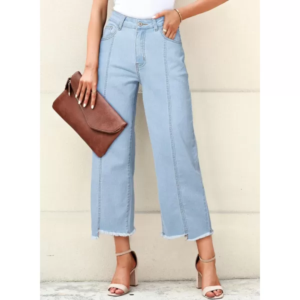 Sidefeel Women's Wide Leg Capri Jeans Casual Summer Straight Leg Denim Pants with Pockets