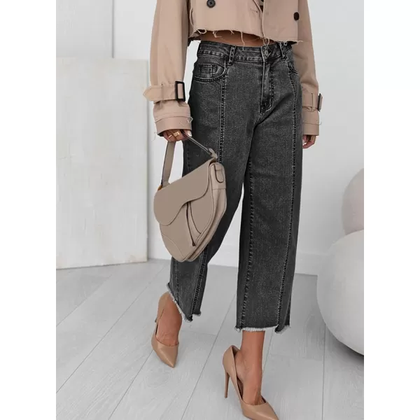 Sidefeel Women's Wide Leg Capri Jeans Casual Summer Straight Leg Denim Pants with Pockets
