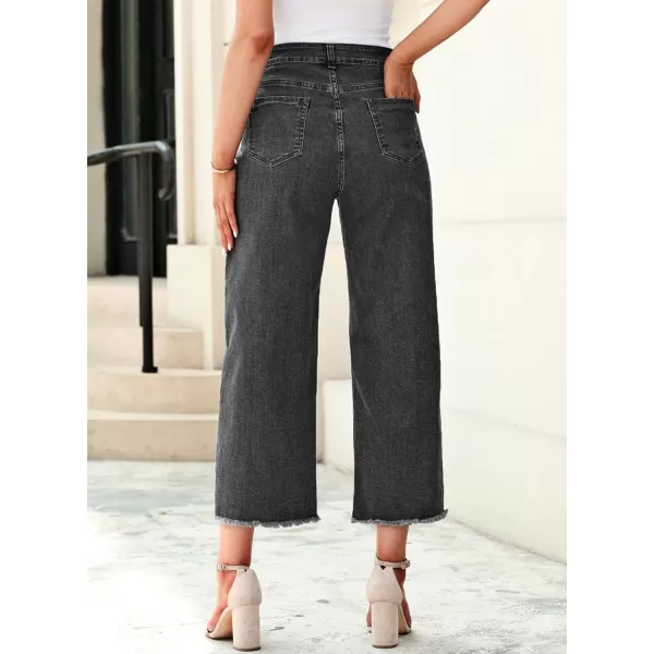 Sidefeel Women's Wide Leg Capri Jeans Casual Summer Straight Leg Denim Pants with Pockets
