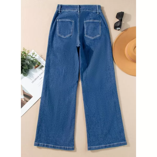 Sidefeel Womens Wide Leg Jeans Casual Baggy High Waisted Stretch Denim Pants