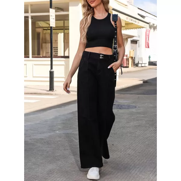 Sidefeel Womens Wide Leg Jeans Casual Baggy High Waisted Stretch Denim Pants