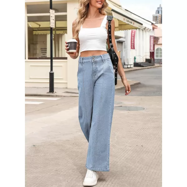 Sidefeel Womens Wide Leg Jeans Casual Baggy High Waisted Stretch Denim Pants