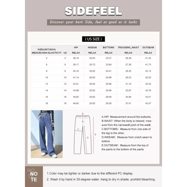Sidefeel Womens Wide Leg Jeans Casual Baggy High Waisted Stretch Denim Pants