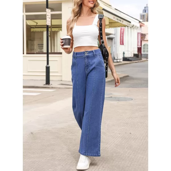 Sidefeel Womens Wide Leg Jeans Casual Baggy High Waisted Stretch Denim Pants