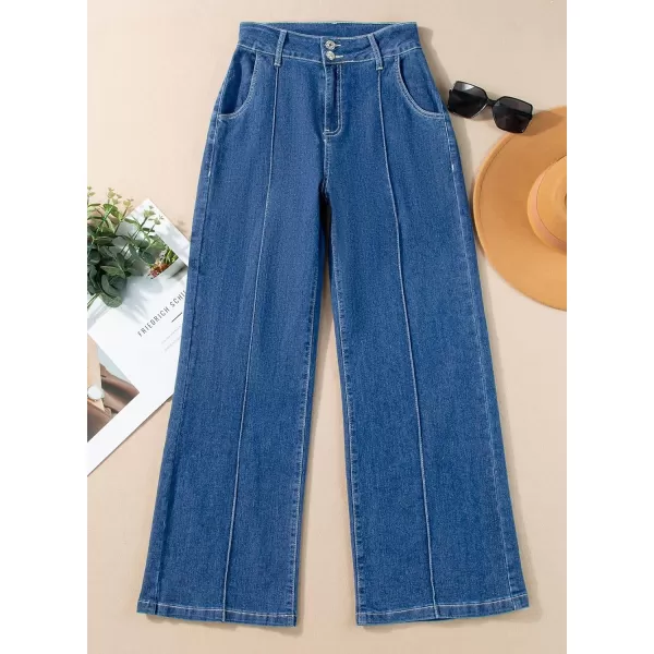 Sidefeel Womens Wide Leg Jeans Casual Baggy High Waisted Stretch Denim Pants