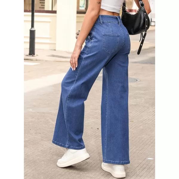 Sidefeel Womens Wide Leg Jeans Casual Baggy High Waisted Stretch Denim Pants