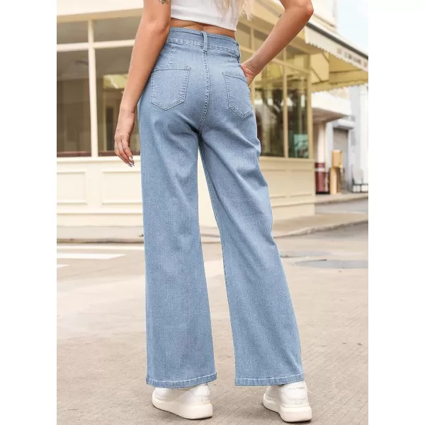 Sidefeel Womens Wide Leg Jeans Casual Baggy High Waisted Stretch Denim Pants