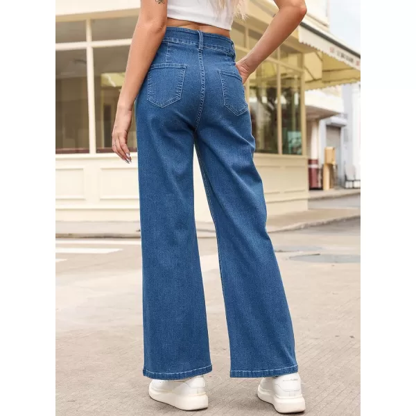 Sidefeel Womens Wide Leg Jeans Casual Baggy High Waisted Stretch Denim Pants