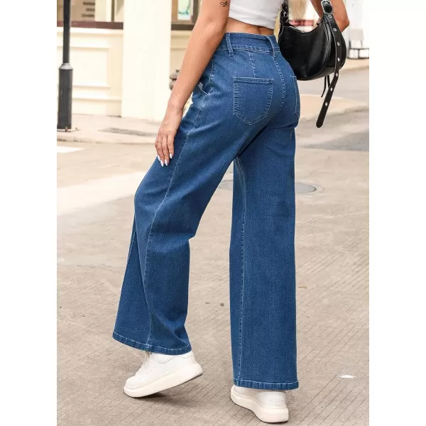 Sidefeel Womens Wide Leg Jeans Casual Baggy High Waisted Stretch Denim Pants