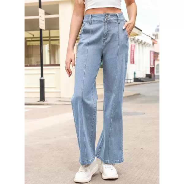 Sidefeel Womens Wide Leg Jeans Casual Baggy High Waisted Stretch Denim Pants