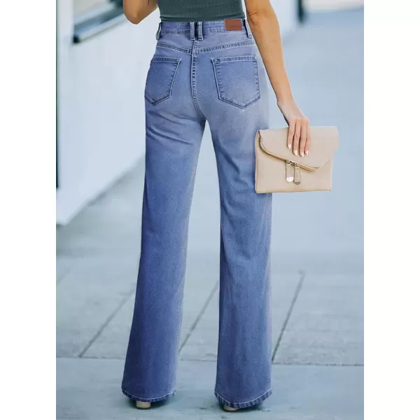 Sidefeel Women's Wide Leg Jeans Casual High Waisted Straight Stretch Denim Pants with Pockets