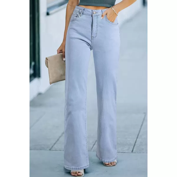 Sidefeel Women's Wide Leg Jeans Casual High Waisted Straight Stretch Denim Pants with Pockets
