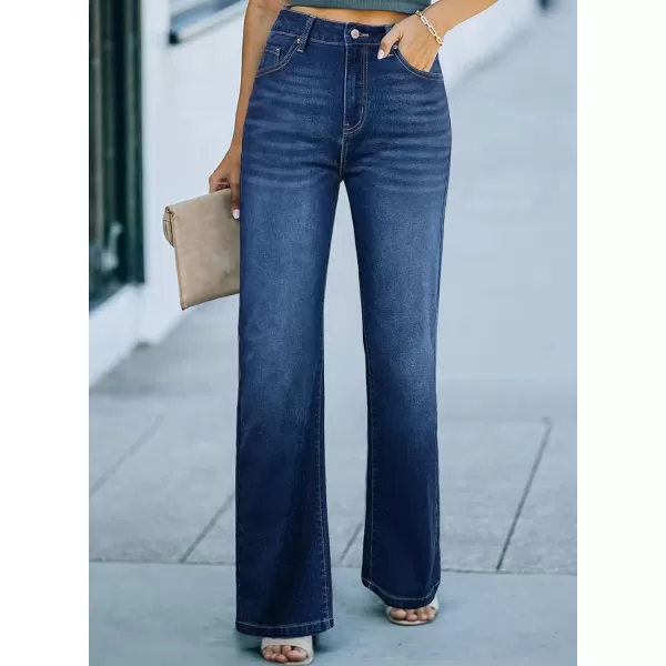 Sidefeel Women's Wide Leg Jeans Casual High Waisted Straight Stretch Denim Pants with Pockets