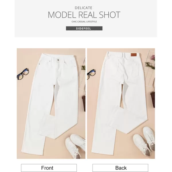 Sidefeel Women's Wide Leg Jeans Casual High Waisted Straight Stretch Denim Pants with Pockets