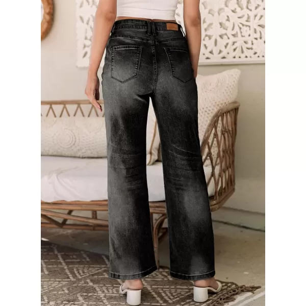 Sidefeel Women's Wide Leg Jeans Casual High Waisted Straight Stretch Denim Pants with Pockets