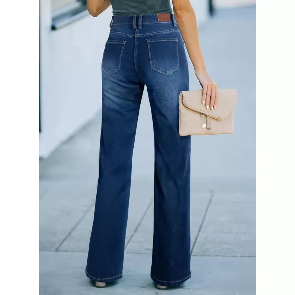 Sidefeel Women's Wide Leg Jeans Casual High Waisted Straight Stretch Denim Pants with Pockets