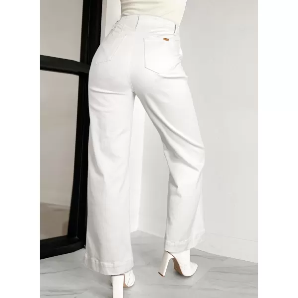 Sidefeel Women's Wide Leg Jeans High Waisted Button Fly Stretchy Straight Legs Denim Pants