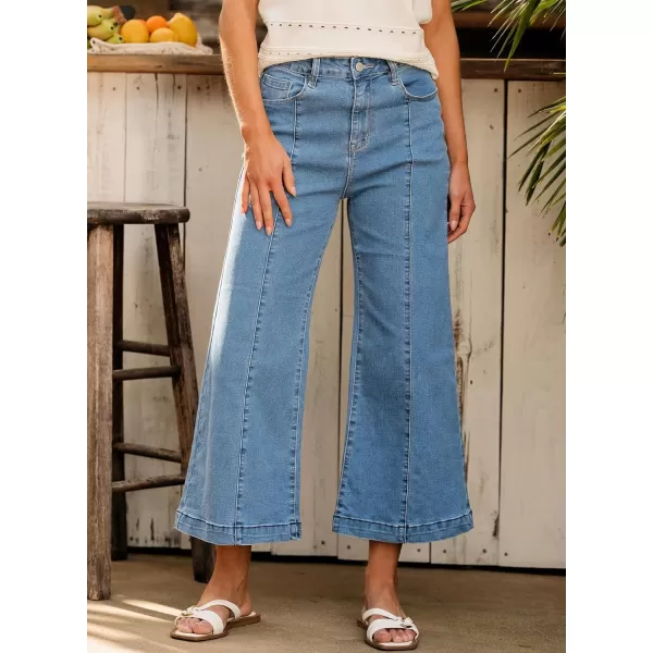 Sidefeel Women's Wide Leg Jeans High Waisted Stretchy Barrel Denim Pants