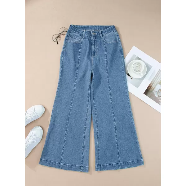 Sidefeel Women's Wide Leg Jeans High Waisted Stretchy Barrel Denim Pants