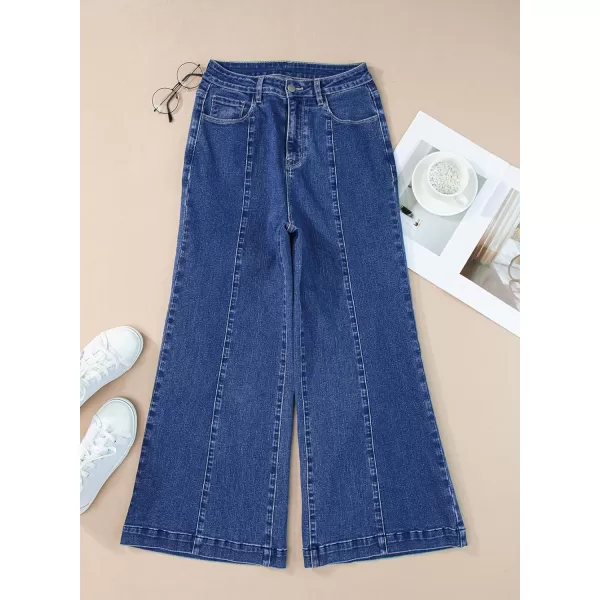Sidefeel Women's Wide Leg Jeans High Waisted Stretchy Barrel Denim Pants