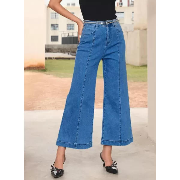 Sidefeel Women's Wide Leg Jeans High Waisted Stretchy Barrel Denim Pants