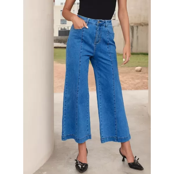 Sidefeel Women's Wide Leg Jeans High Waisted Stretchy Barrel Denim Pants