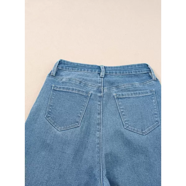 Sidefeel Women's Wide Leg Jeans High Waisted Stretchy Barrel Denim Pants