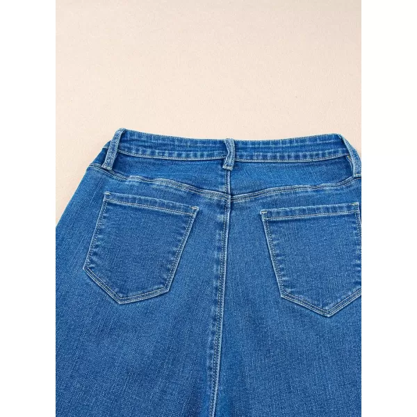 Sidefeel Women's Wide Leg Jeans High Waisted Stretchy Barrel Denim Pants