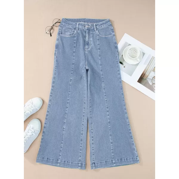 Sidefeel Women's Wide Leg Jeans High Waisted Stretchy Barrel Denim Pants