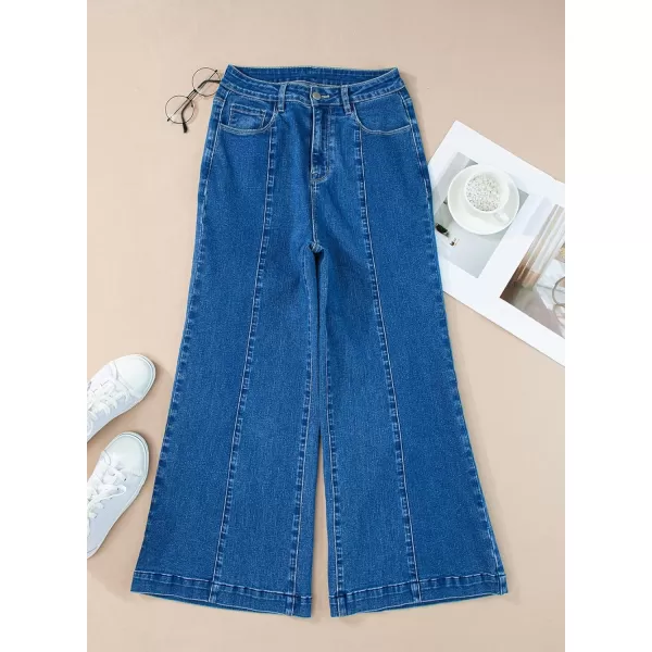 Sidefeel Women's Wide Leg Jeans High Waisted Stretchy Barrel Denim Pants