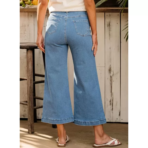 Sidefeel Women's Wide Leg Jeans High Waisted Stretchy Barrel Denim Pants