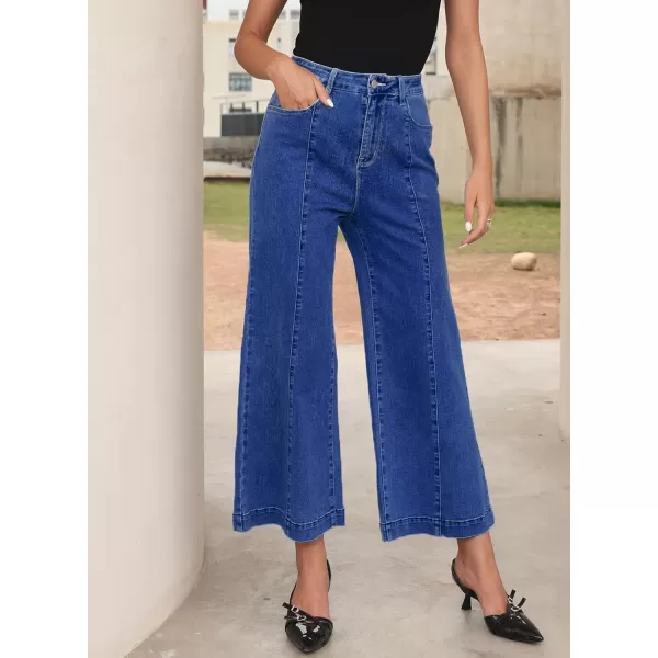 Sidefeel Women's Wide Leg Jeans High Waisted Stretchy Barrel Denim Pants