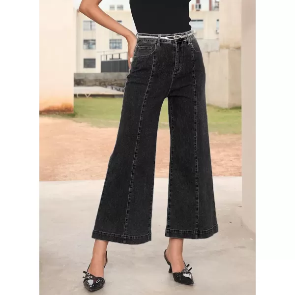 Sidefeel Women's Wide Leg Jeans High Waisted Stretchy Barrel Denim Pants