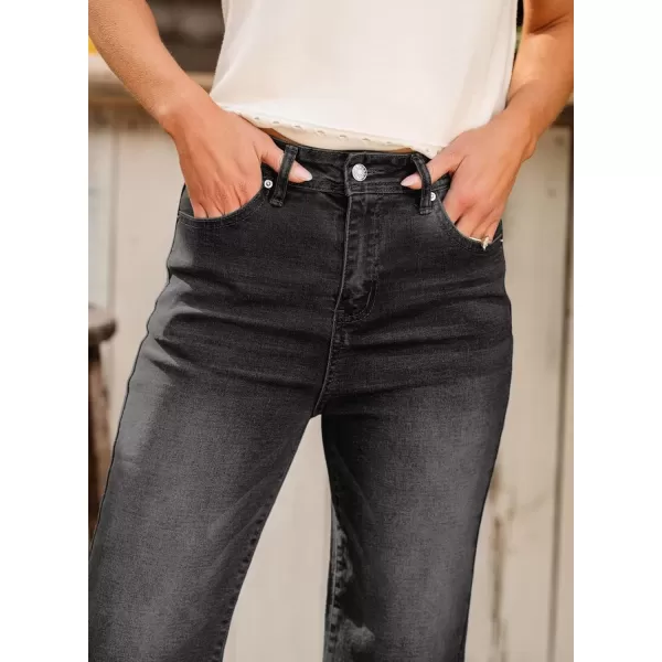 Sidefeel Women's Wide Leg Jeans High Waisted Stretchy Capri Pants