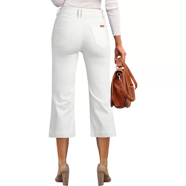 Sidefeel Women's Wide Leg Jeans High Waisted Stretchy Capri Pants