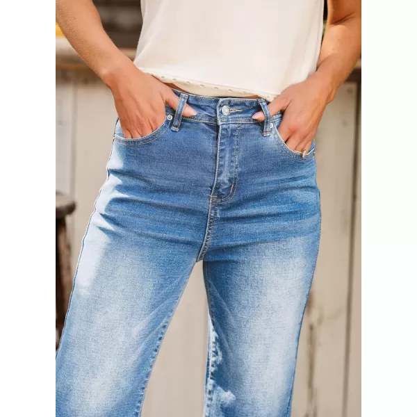 Sidefeel Women's Wide Leg Jeans High Waisted Stretchy Capri Pants