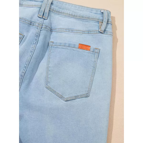 Sidefeel Women's Wide Leg Jeans High Waisted Stretchy Capri Pants